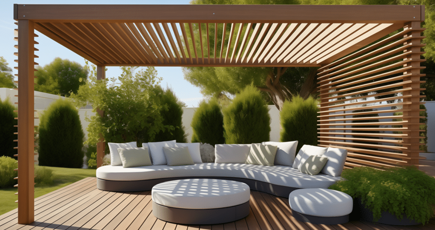 Terrasse moderne avec pergola en bois et canapé